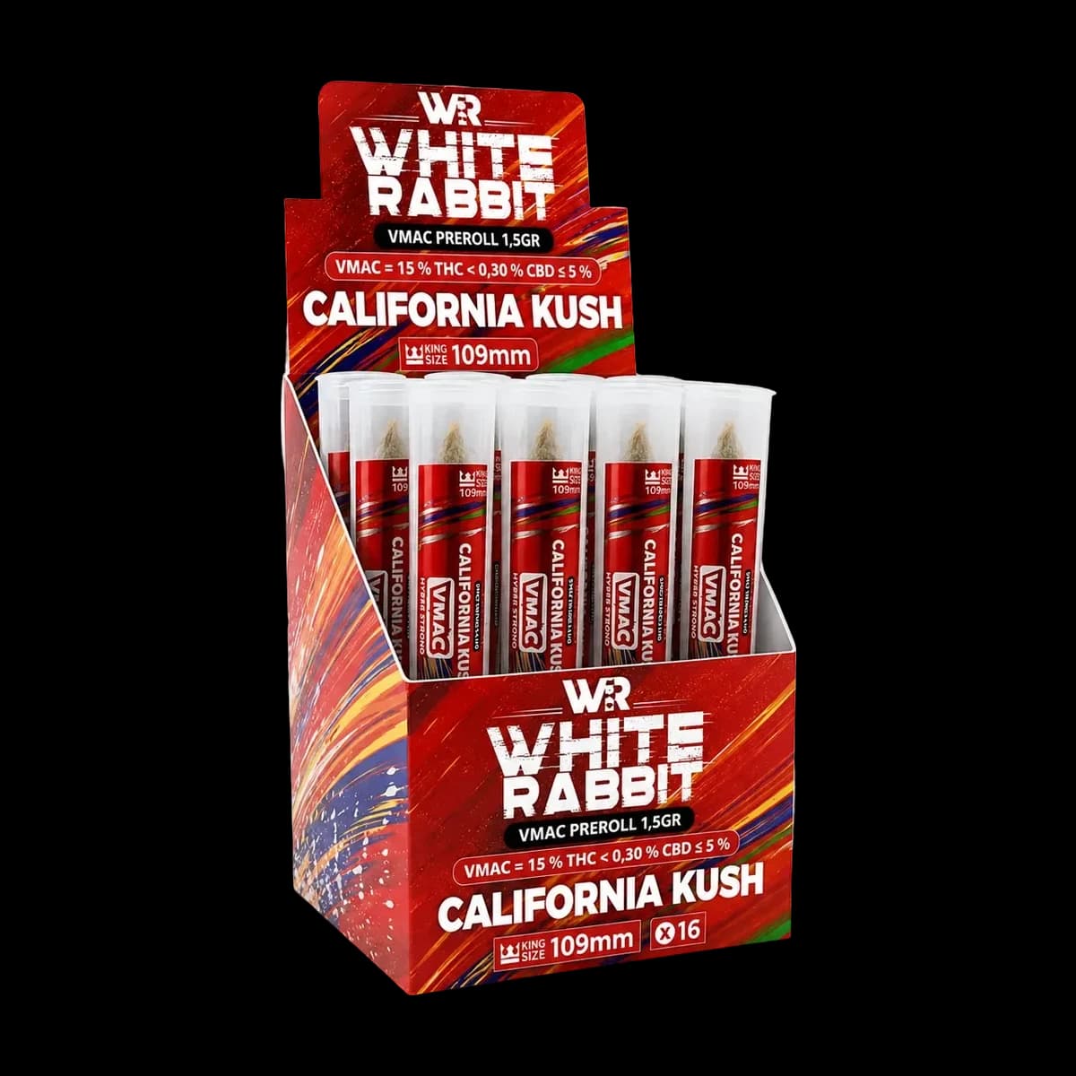 White Rabbit California kush Pré Roulé, Boite de 16u